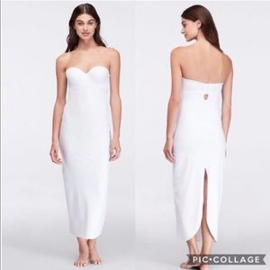 David’s Bridal off white strapless slit full slip